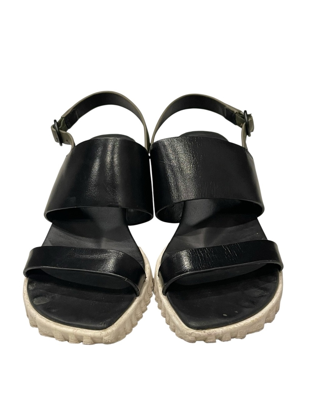 4ccccees Black Leather Platform Sandals with White Sole -38